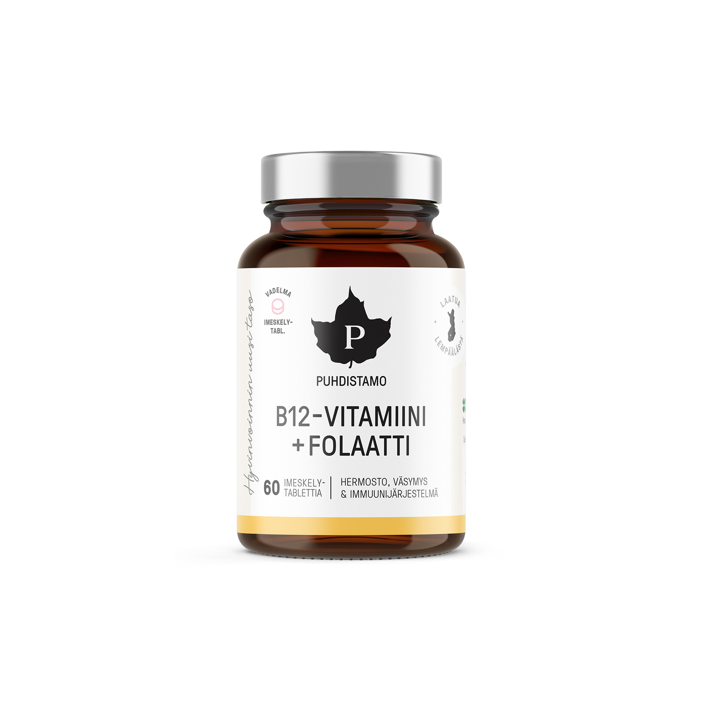 B12-vitamiini + Folaatti vadelma 60 imeskely tablettia