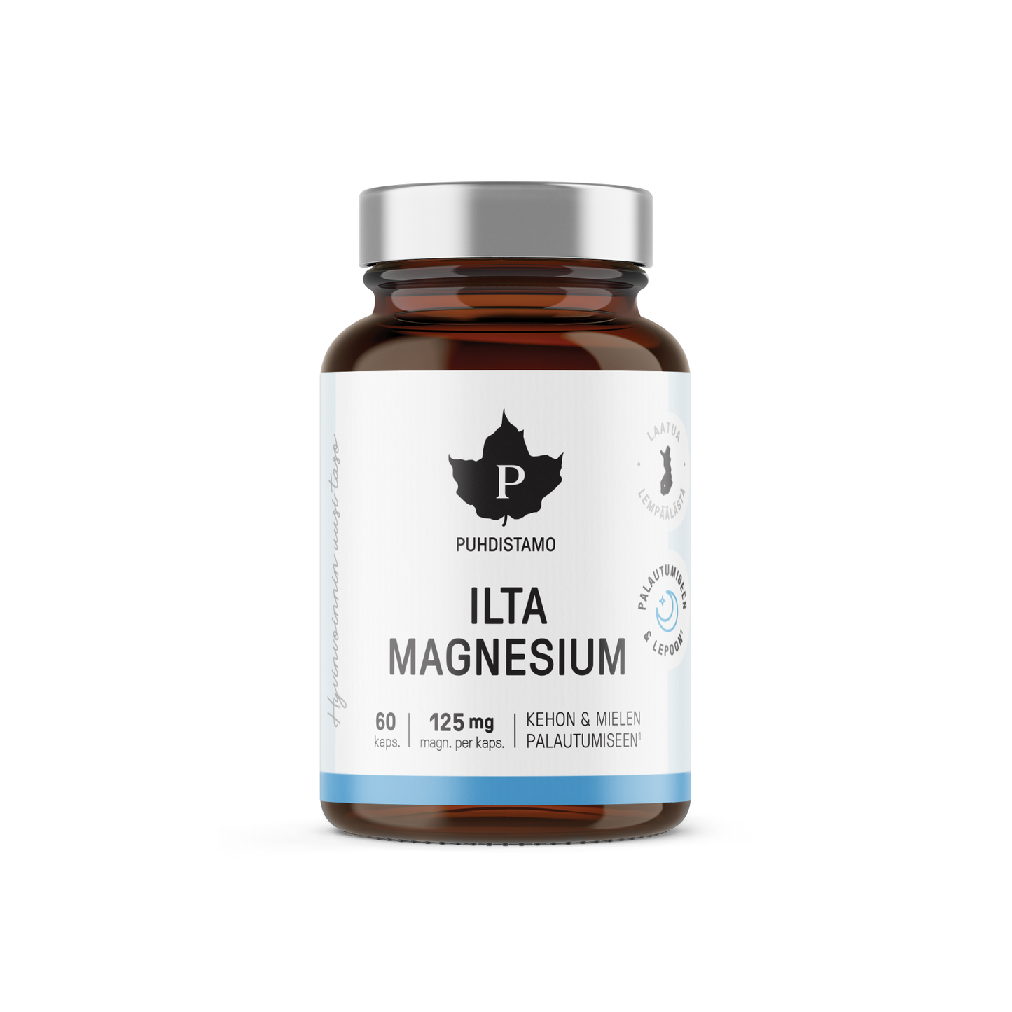 TerveysVoima Puhdistamon Ilta Magnesium 60 kapselia edistämään hermoston ja lihasten toimintaa sekä psykologisia toimintoja