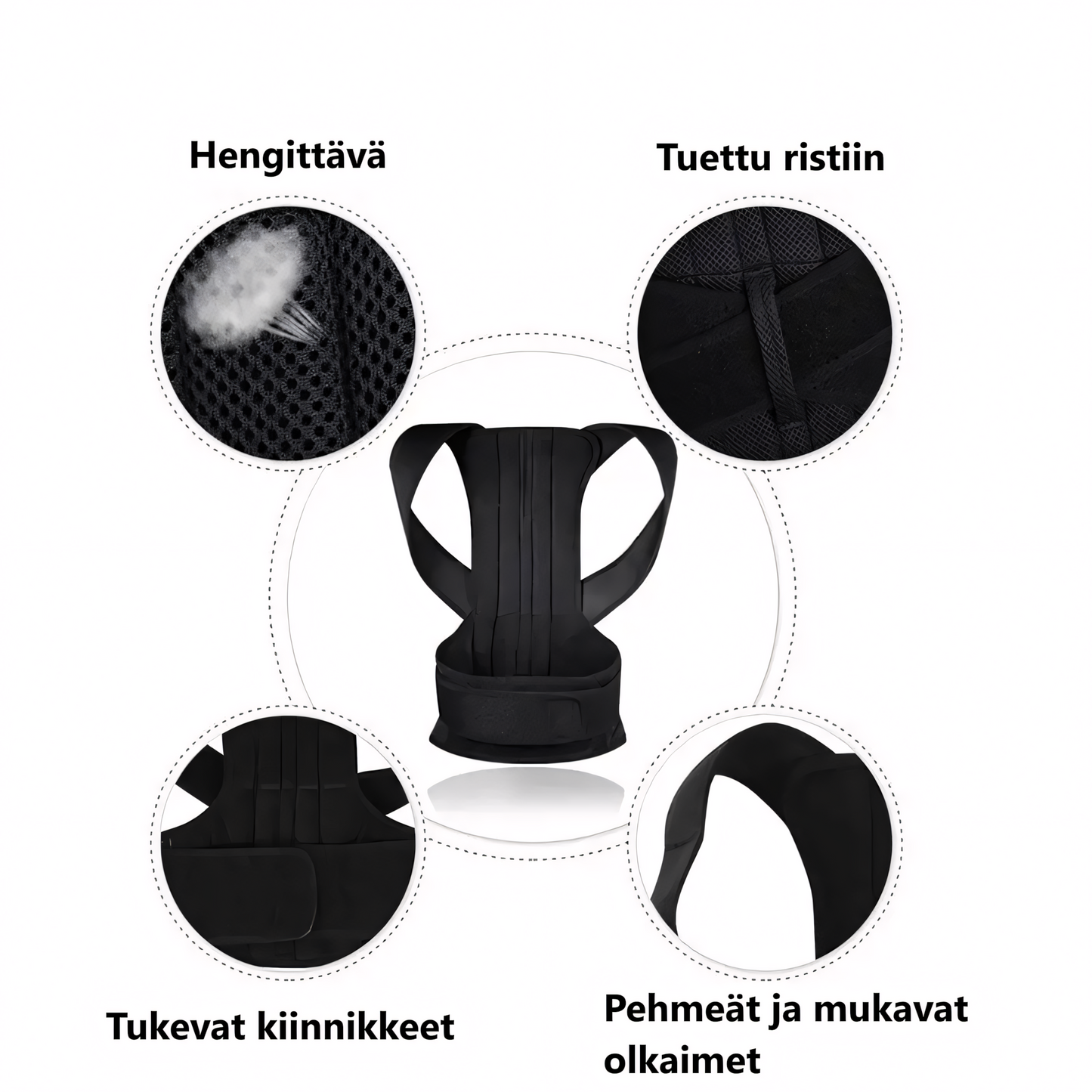 TerveysVoima ryhtiliivi hengittävästä materiaalista ryhdin korjaamiseen ja selän tukemiseen päivittäisessä käytössä - TerveysVoima verkkokauppa