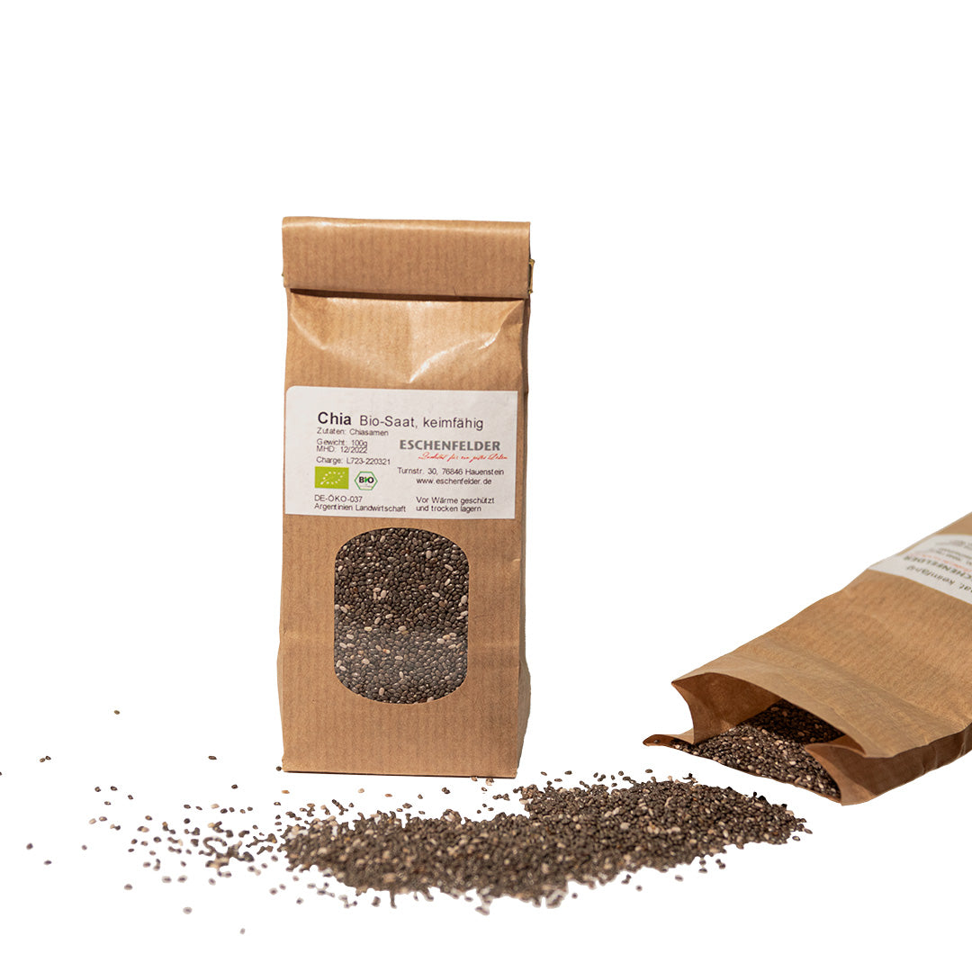 w2w terveys ja hyvinvointi Eschenfelder Chia siemenet 100 g pusseissa siementen idätys