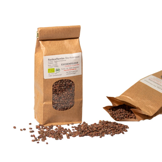 Eschenfelder luomu retiisisiemenet 100g TerveysVoima - bio rädisfrön RadiesRambo idätyssiemenet