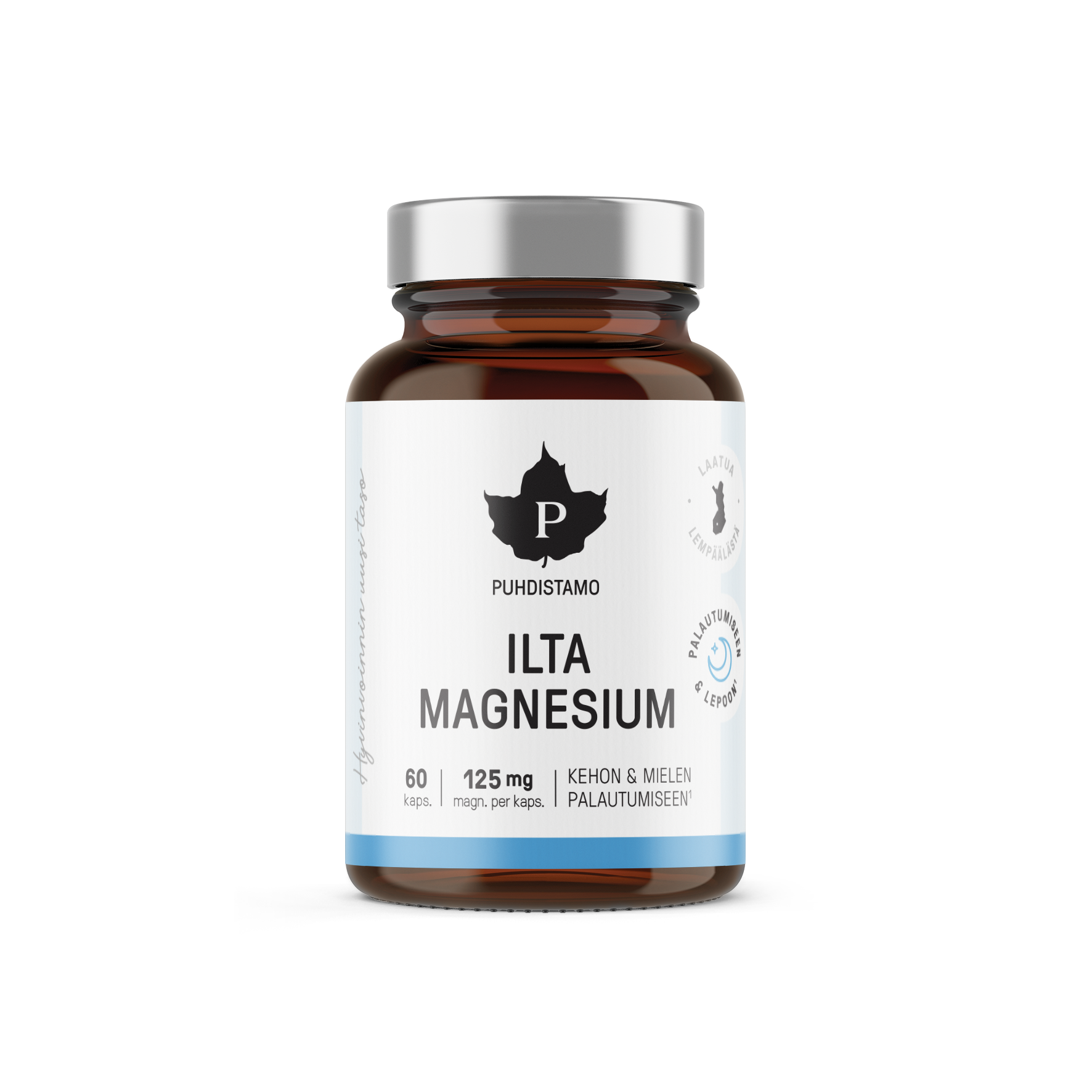 TerveysVoima Puhdistamon Ilta Magnesium 60 kapselia edistämään hermoston ja lihasten toimintaa sekä psykologisia toimintoja