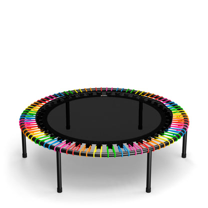 bellicon minitrampoliini Classic 125 cm musta alustamaton reuna sateenkaari kiinnitysjouset - TerveysVoima verkkokaupsta